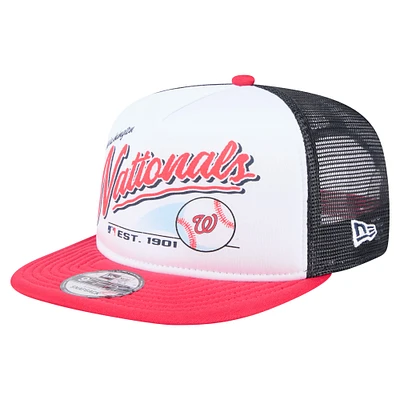 Men's New Era White/Red Washington Nationals Retro Script Trucker 9FIFTY Snapback Hat