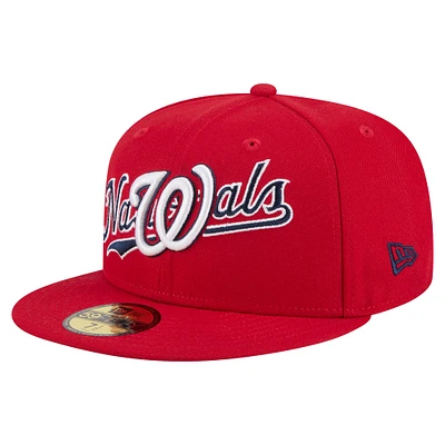 Men's New Era Red Washington Nationals Overlap 59FIFTY Fitted Hat