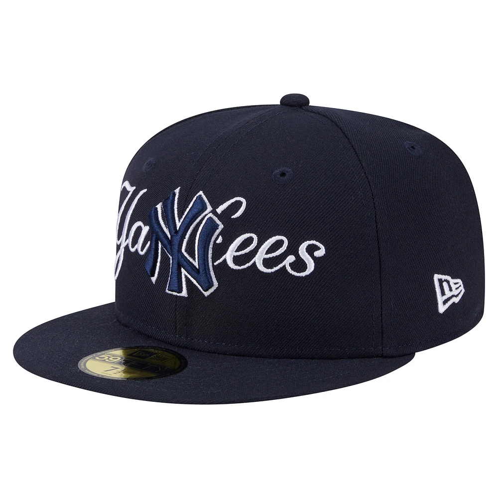 Men's New Era Navy York Yankees Overlap 59FIFTY Fitted Hat
