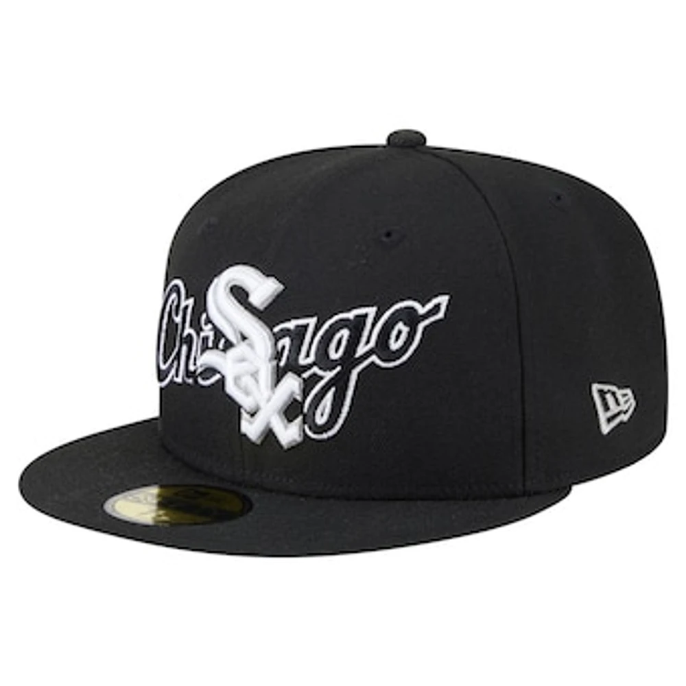 Men's New Era Black Chicago White Sox Overlap 59FIFTY Fitted Hat