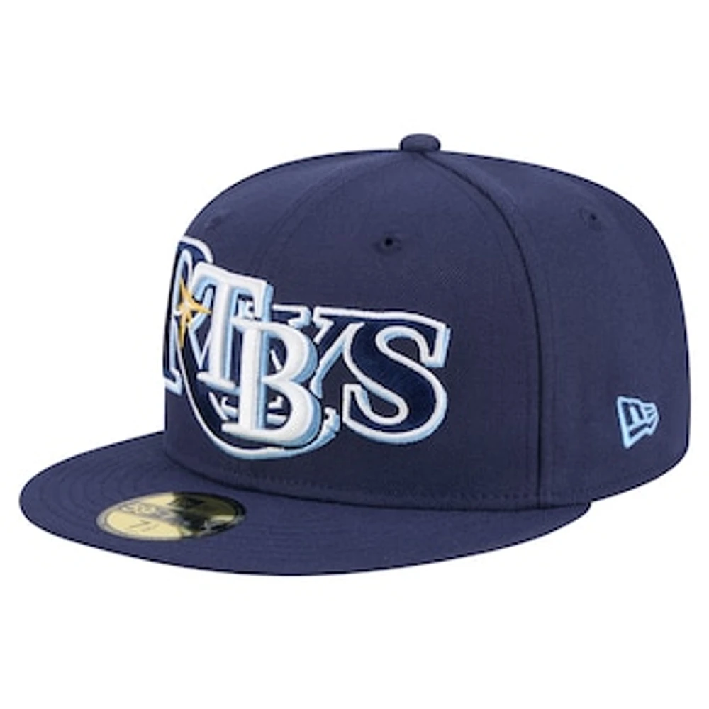 Men's New Era Navy Tampa Bay Rays Overlap 59FIFTY Fitted Hat