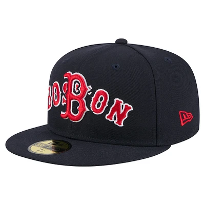Men's New Era Navy Boston Red Sox Overlap 59FIFTY Fitted Hat