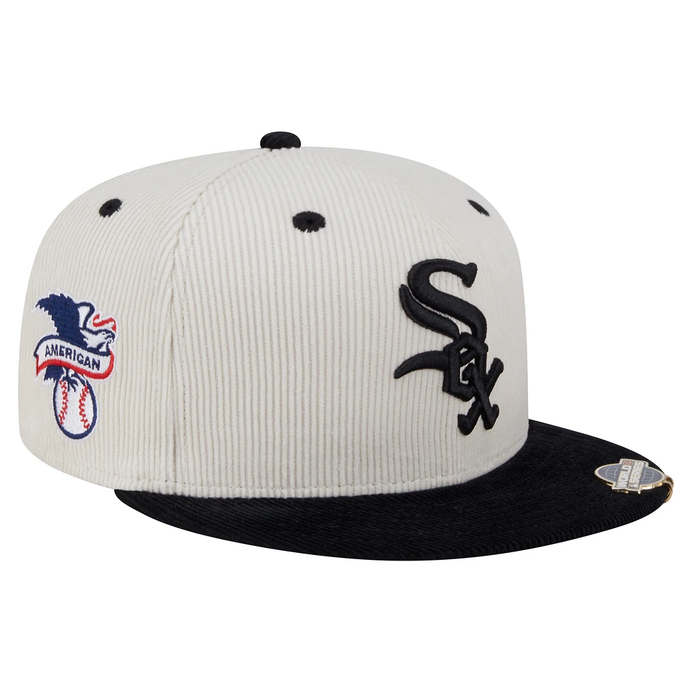 Men's New Era Cream/Black Chicago White Sox Two-Tone Corduroy 59FIFTY Fitted Hat