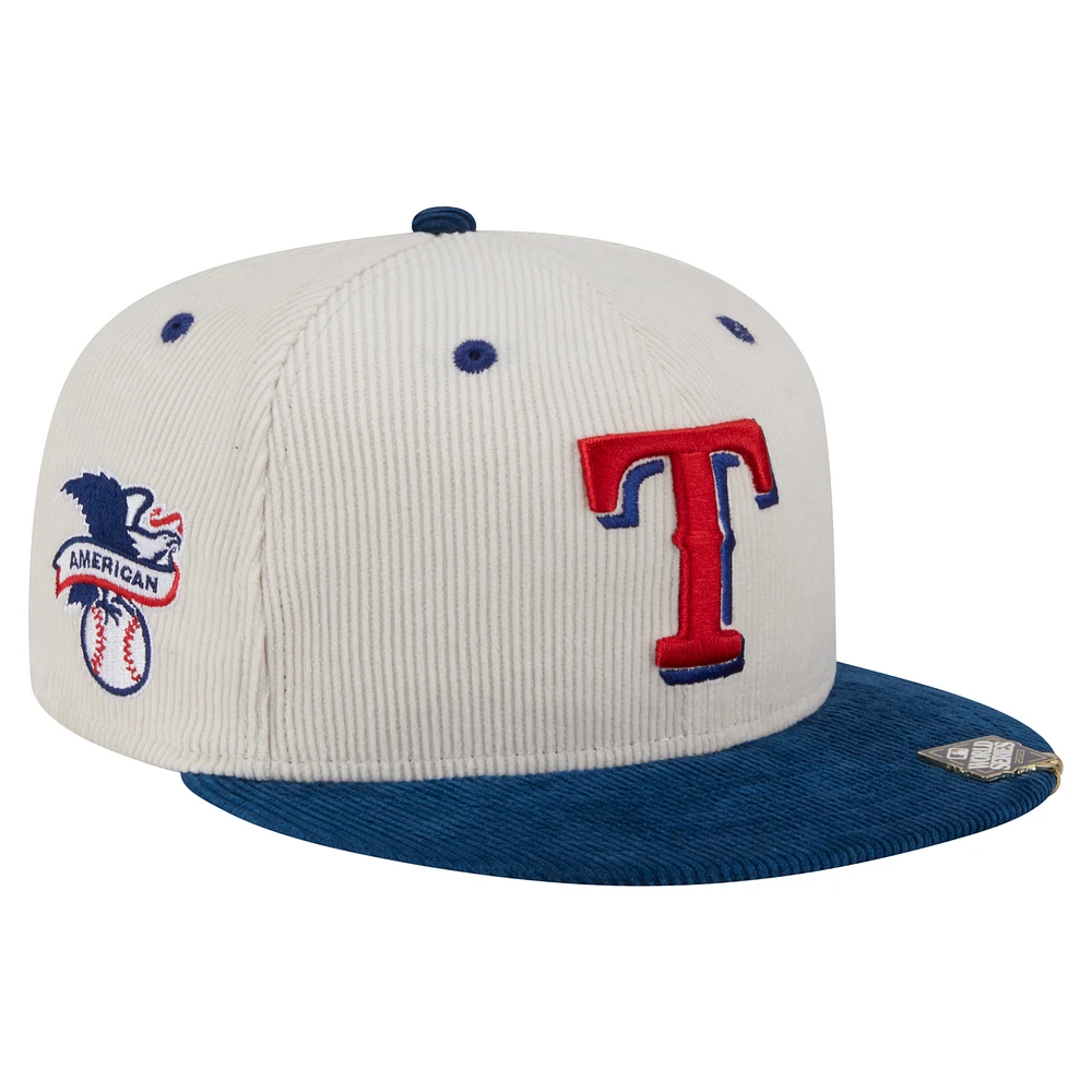 Men's New Era Cream/Royal Texas Rangers Two-Tone Corduroy 59FIFTY Fitted Hat