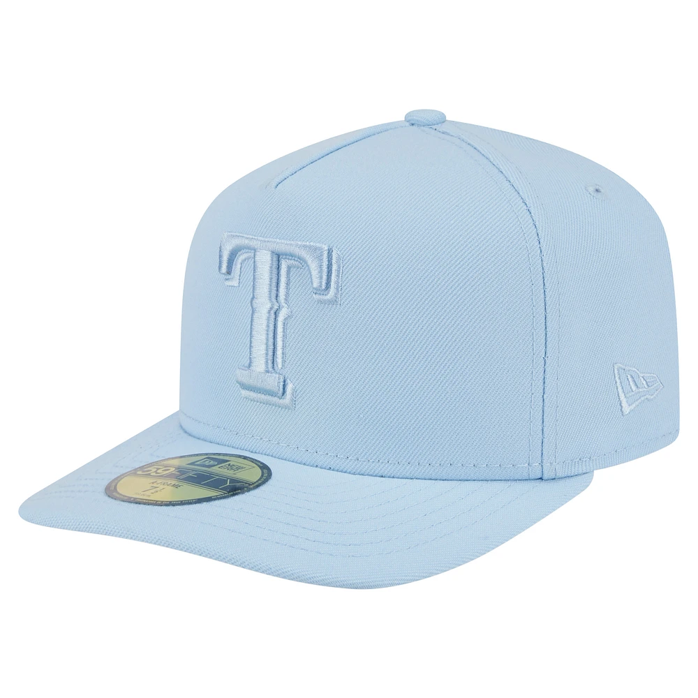 Men's New Era Light Blue Texas Rangers Color Pack A-Frame 59FIFTY Fitted Hat
