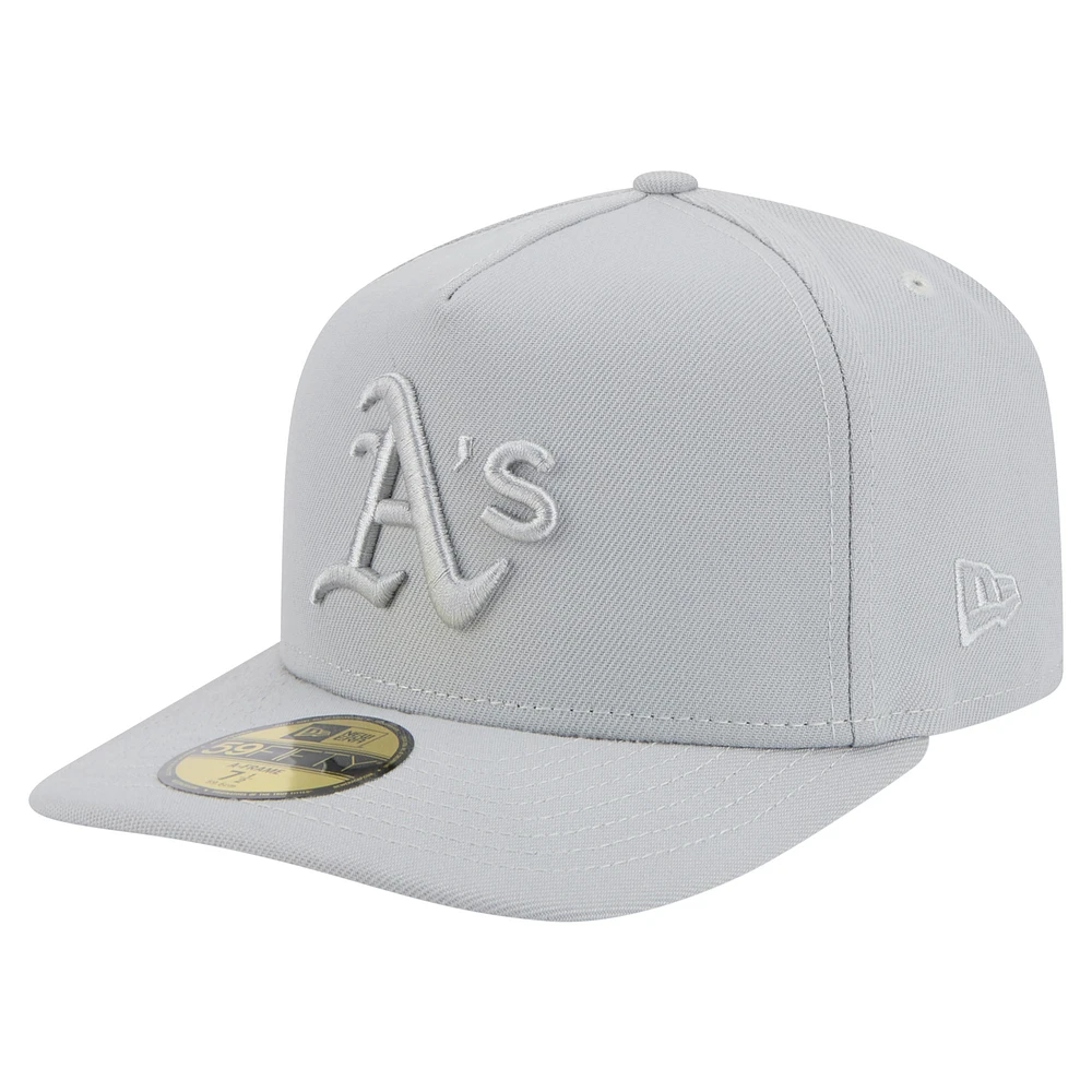 Men's New Era Gray Athletics Colorpack A-Frame 59FIFTY Fitted Hat