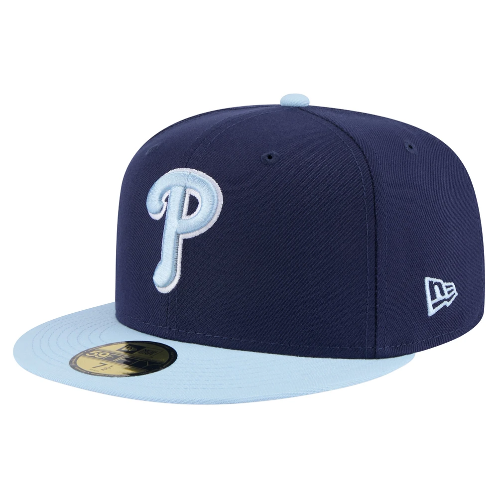 Men's New Era Navy/Light Blue Philadelphia Phillies Color Pack 2-Tone 59FIFTY Fitted Hat