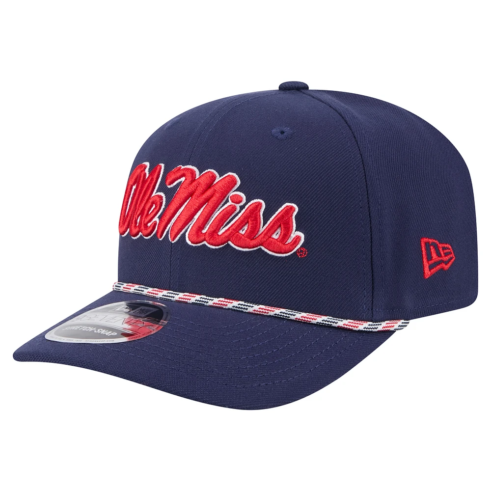 Men's New Era Navy Ole Miss Rebels Game Day Multi-Rope 9SEVENTY Stretch-Snap Hat