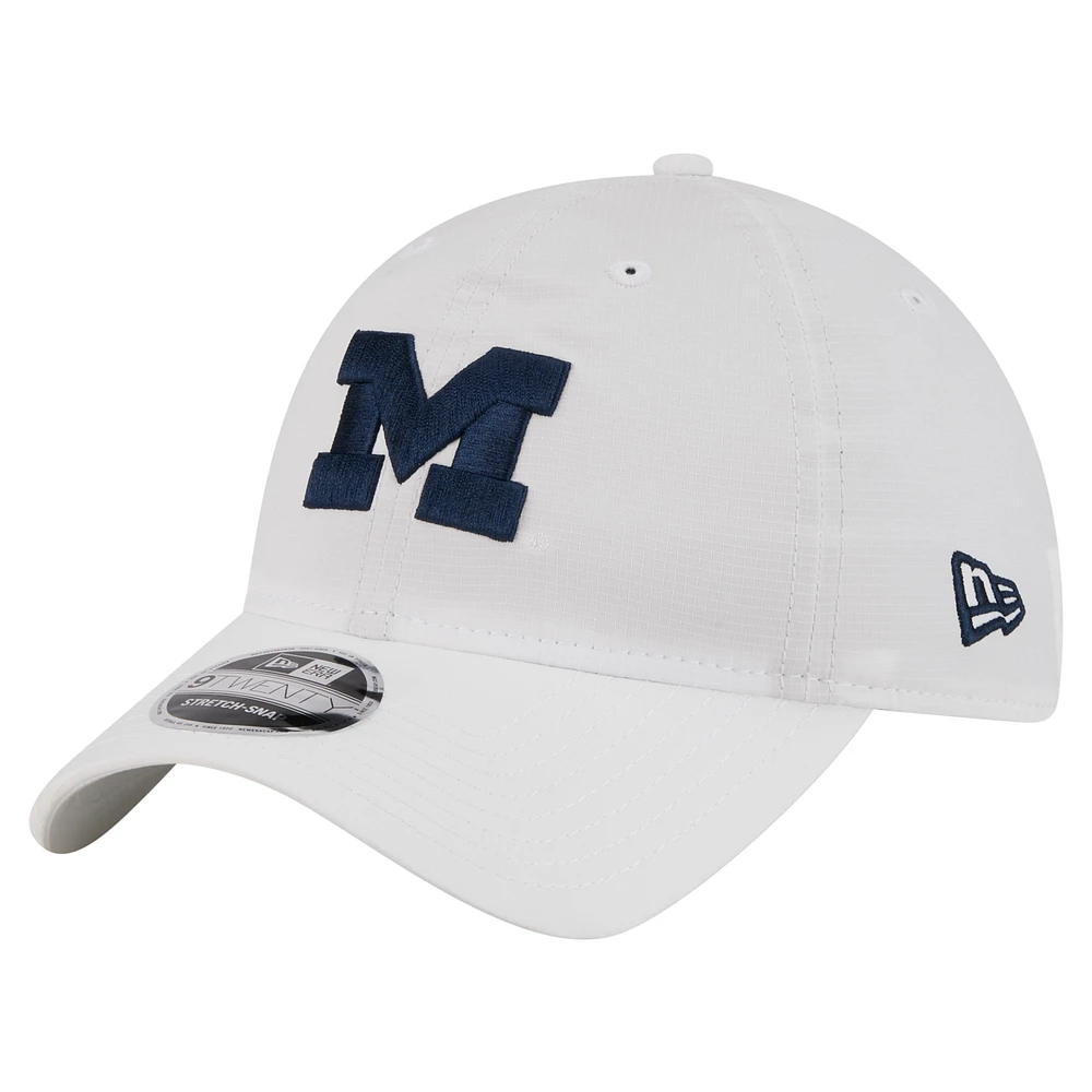 Men's New Era White Michigan Wolverines Active Ripstop 9TWENTY Adjustable Hat