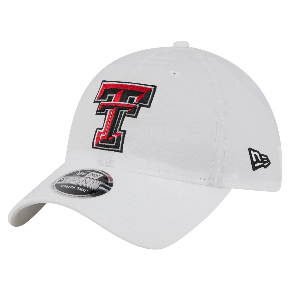 Men's New Era White Texas Tech Red Raiders Active Ripstop 9TWENTY Adjustable Hat