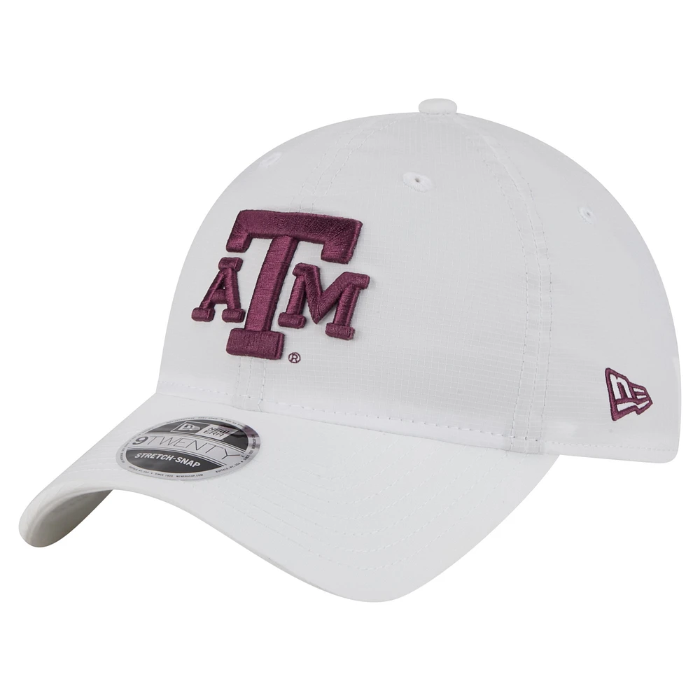 Men's New Era White Texas A&M Aggies Active Ripstop 9TWENTY Adjustable Hat