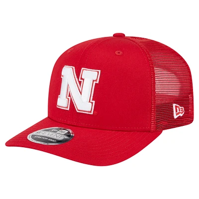 Men's New Era Scarlet Nebraska Huskers Primary 9SEVENTY Trucker Stretch-Snap Hat