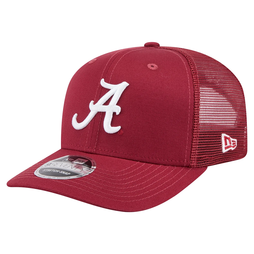 Men's New Era Crimson Alabama Crimson Tide Primary 9SEVENTY Trucker Stretch-Snap Hat
