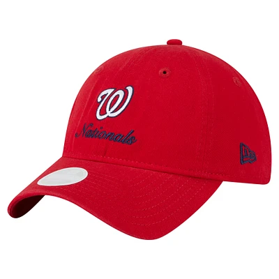 Women's New Era Red Washington Nationals Preppy Team 9TWENTY Adjustable Hat