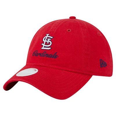 Women's New Era Red St. Louis Cardinals Preppy Team 9TWENTY Adjustable Hat