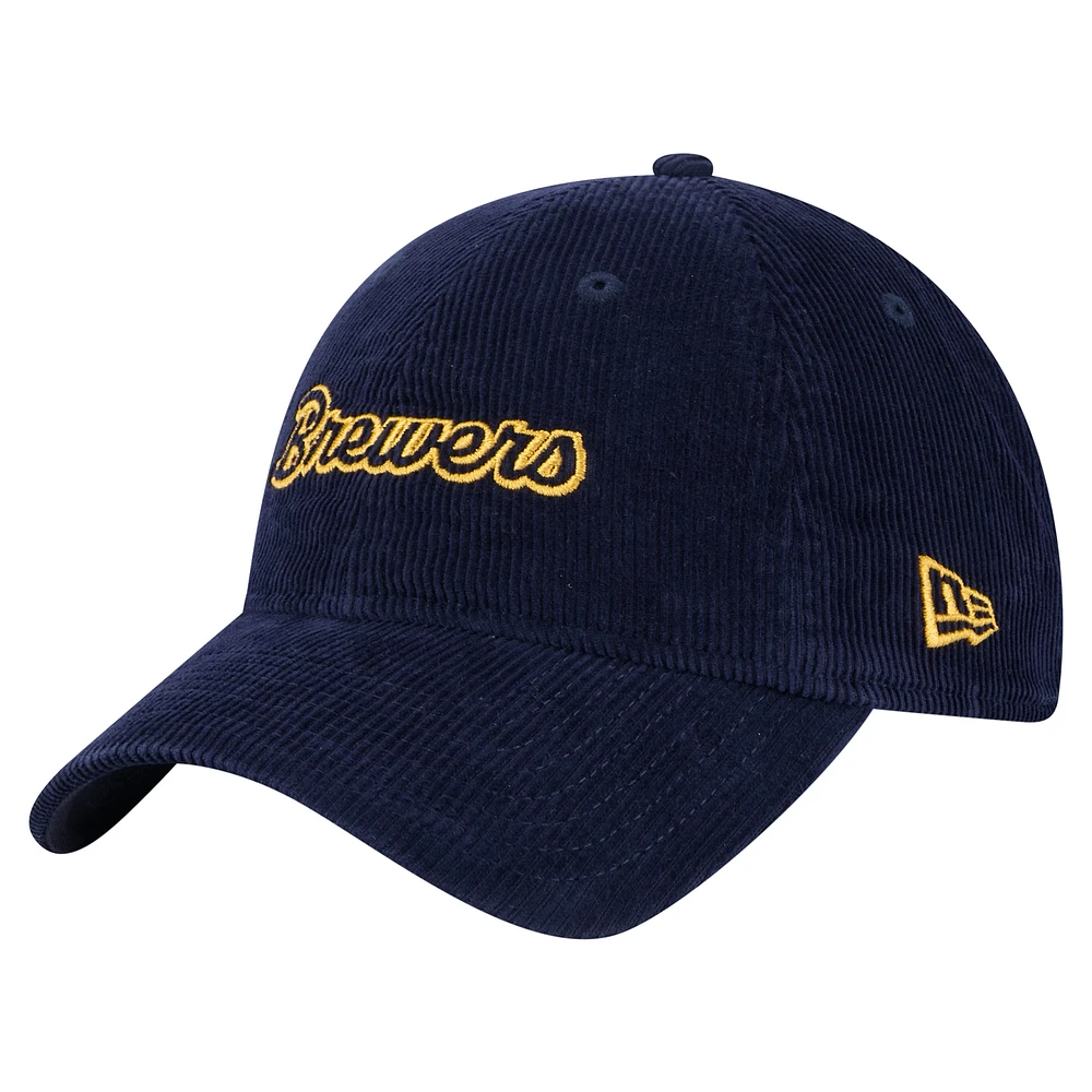 Women's New Era Navy Milwaukee Brewers Corduroy 9TWENTY Adjustable Hat