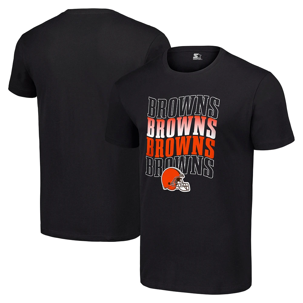Men's Starter Black Cleveland Browns Four Name T-Shirt