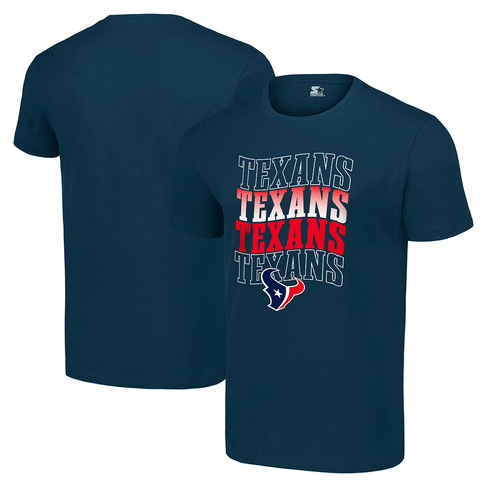 Men's Starter Navy Houston Texans Four Name T-Shirt