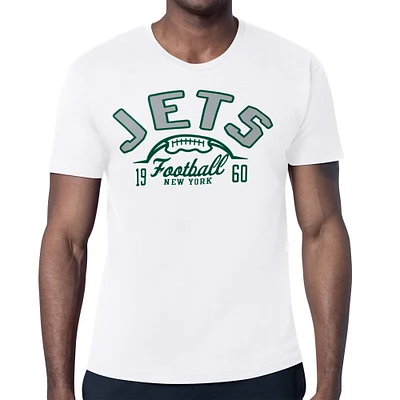Men's Starter White New York Jets Half Ball Logo T-Shirt