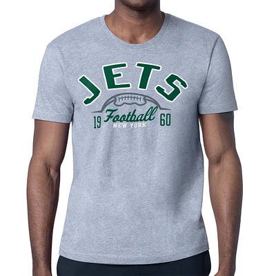 Men's Starter Heather Gray New York Jets Half Ball Logo T-Shirt