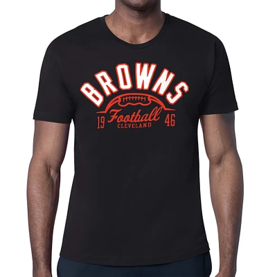 Men's Starter Black Cleveland Browns Half Ball Logo T-Shirt