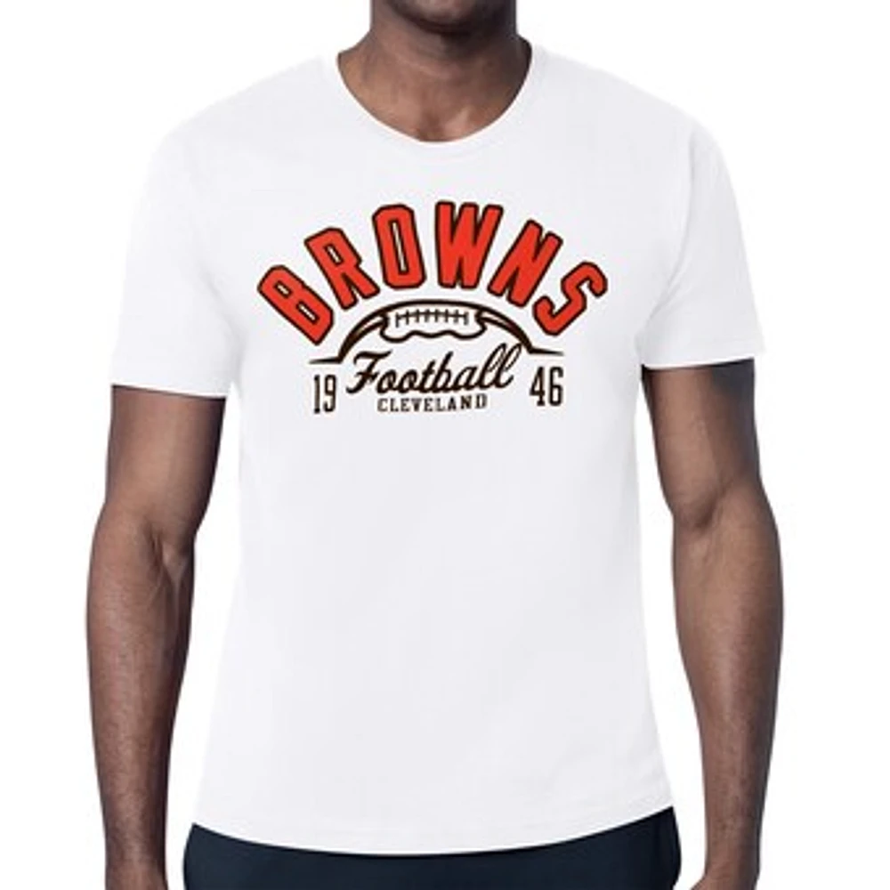 Men's Starter White Cleveland Browns Half Ball Logo T-Shirt