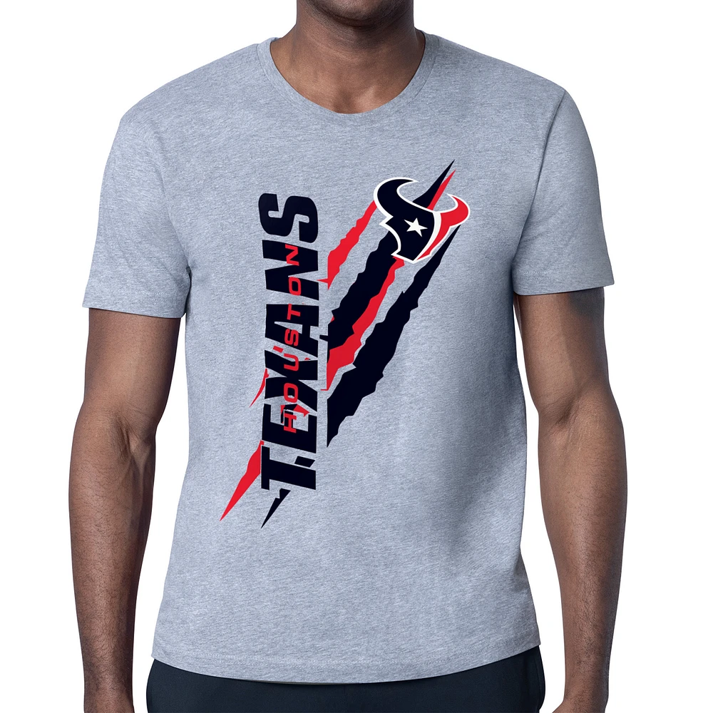 Men's Starter Heather Gray Houston Texans Color Scratch T-Shirt
