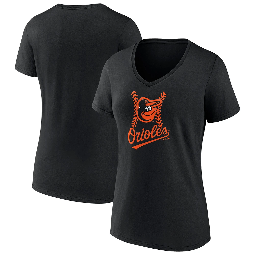 Women's Black Baltimore Orioles Fastball V-Neck T-Shirt