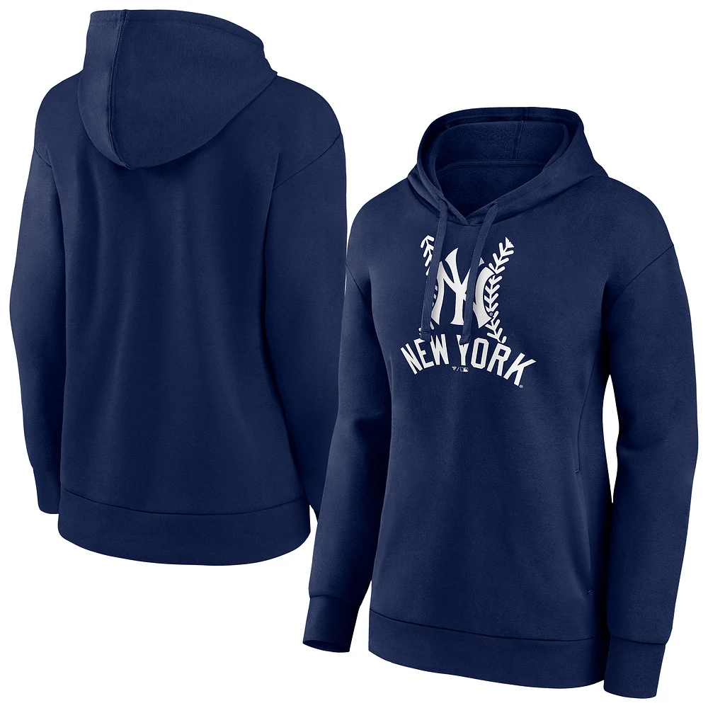 Women's Navy New York Yankees Fastball Pullover Hoodie