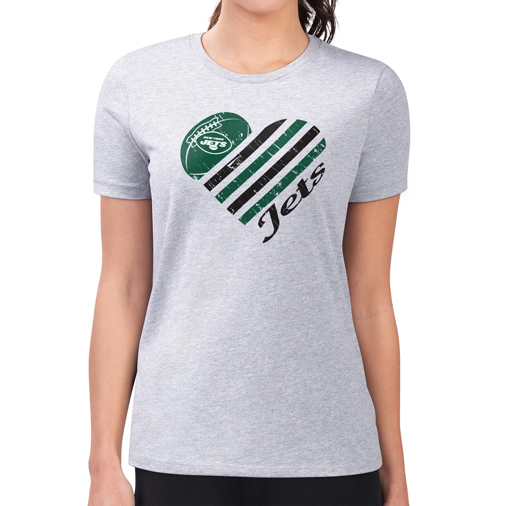 Women's G-III 4Her by Carl Banks Heather Gray New York Jets Heart T-Shirt