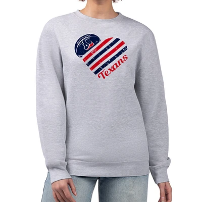 Women's G-III 4Her by Carl Banks Heather Gray Houston Texans Heart Fleece Tri-Blend Pullover Sweatshirt