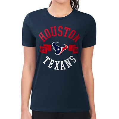Women's G-III 4Her by Carl Banks Navy Houston Texans Super-Slim Fit Lightweight Round Team Graphic T-Shirt