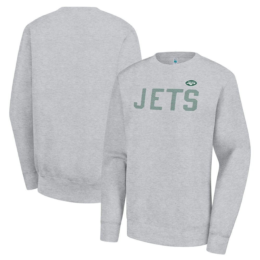 Women's G-III 4Her by Carl Banks Heather Gray New York Jets Dot Print Fleece Pullover Sweatshirt