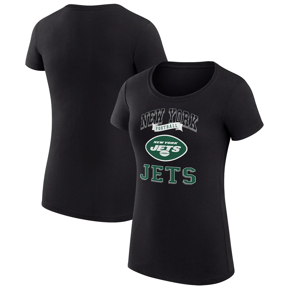 Women's G-III 4Her by Carl Banks Black New York Jets Super-Slim Fit Lightweight Team Logo Graphic T-Shirt