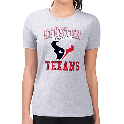 Women's G-III 4Her by Carl Banks Heather Gray Houston Texans Super-Slim Fit Lightweight Team Logo Graphic T-Shirt