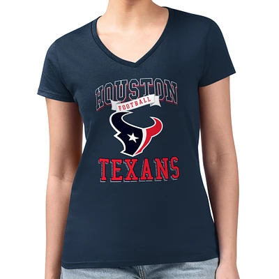 Women's G-III 4Her by Carl Banks Navy Houston Texans Super-Slim Fit Lightweight Team Logo Graphic V-Neck T-Shirt