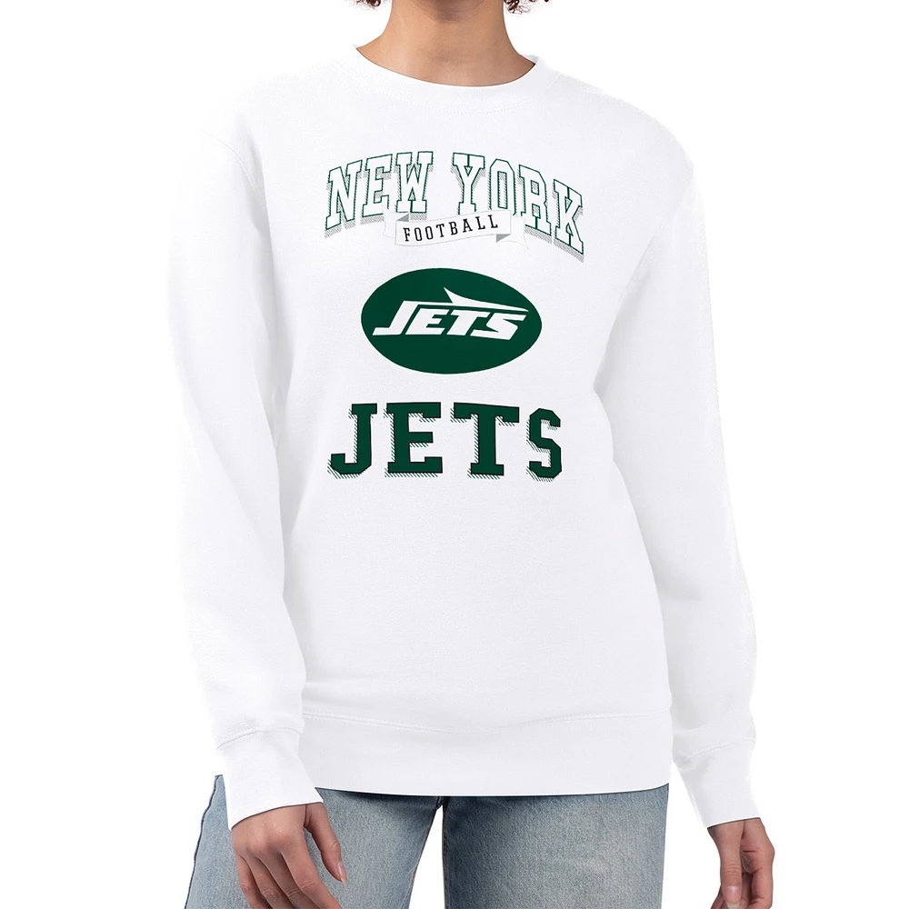 Women's G-III 4Her by Carl Banks White New York Jets Team Tri-Blend Fleece Pullover Sweatshirt