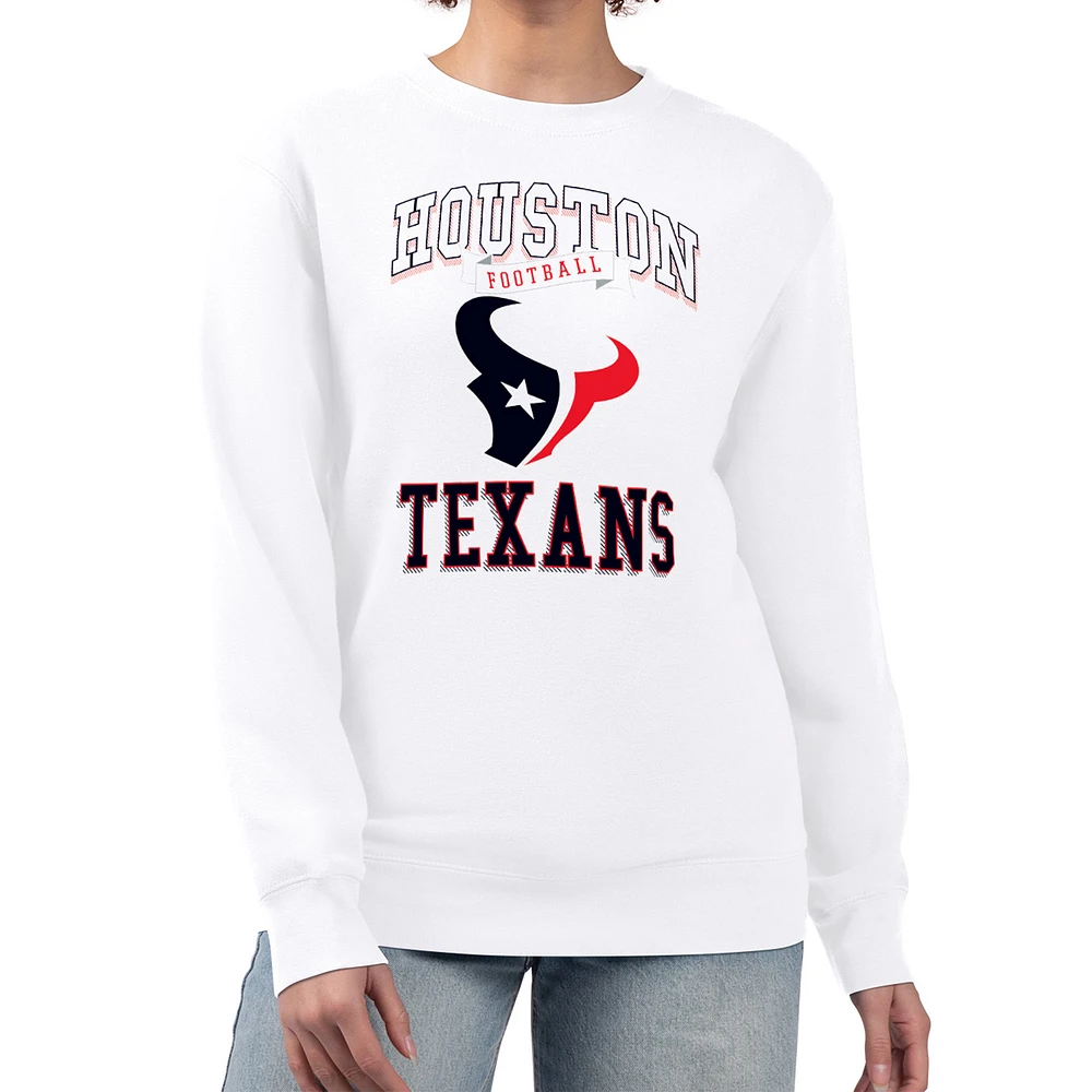 Women's G-III 4Her by Carl Banks White Houston Texans Team Tri-Blend Fleece Pullover Sweatshirt