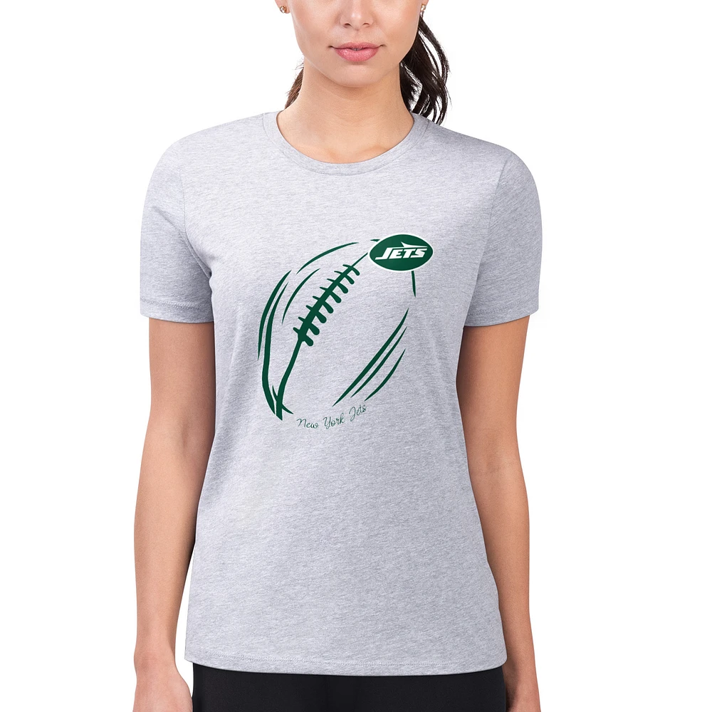 Women's G-III 4Her by Carl Banks Heather Gray New York Jets Super-Slim Fit Lightweight Subtle Football T-Shirt