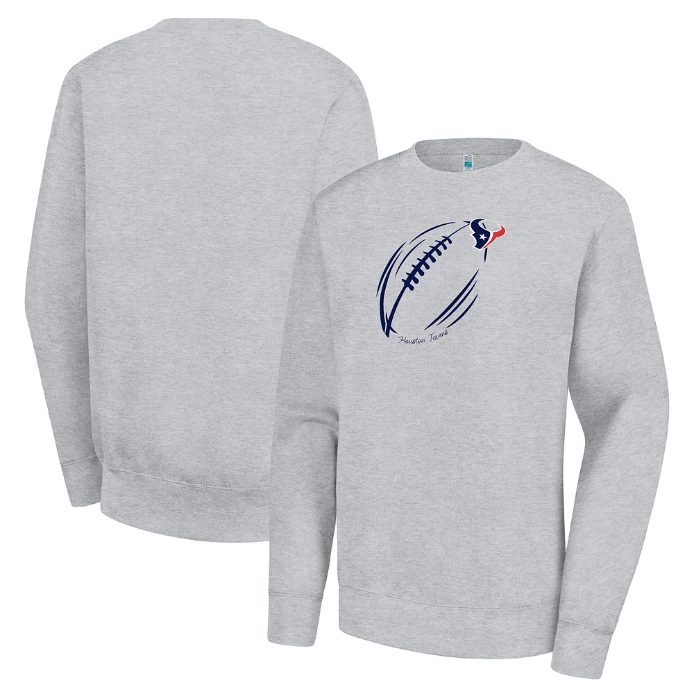 Women's G-III 4Her by Carl Banks Heather Gray Houston Texans Football Logo Graphic Fleece Tri-Blend Pullover Sweatshirt
