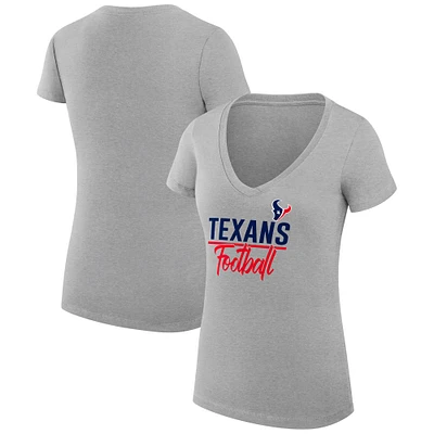Women's G-III 4Her by Carl Banks Heather Gray Houston Texans Super-Slim Fit Lightweight V-Neck T-Shirt