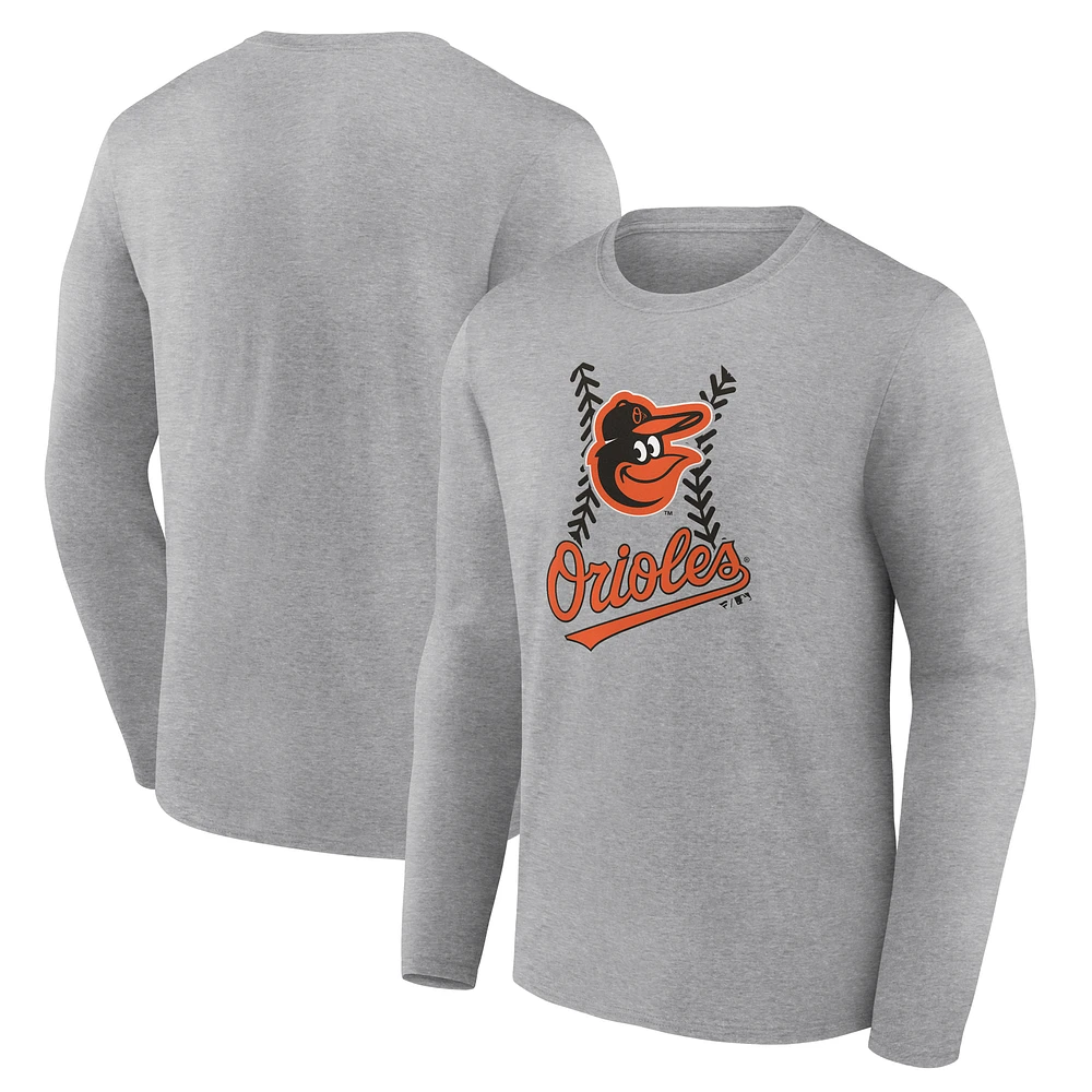 Men's Gray Baltimore Orioles Fastball Long Sleeve T-Shirt