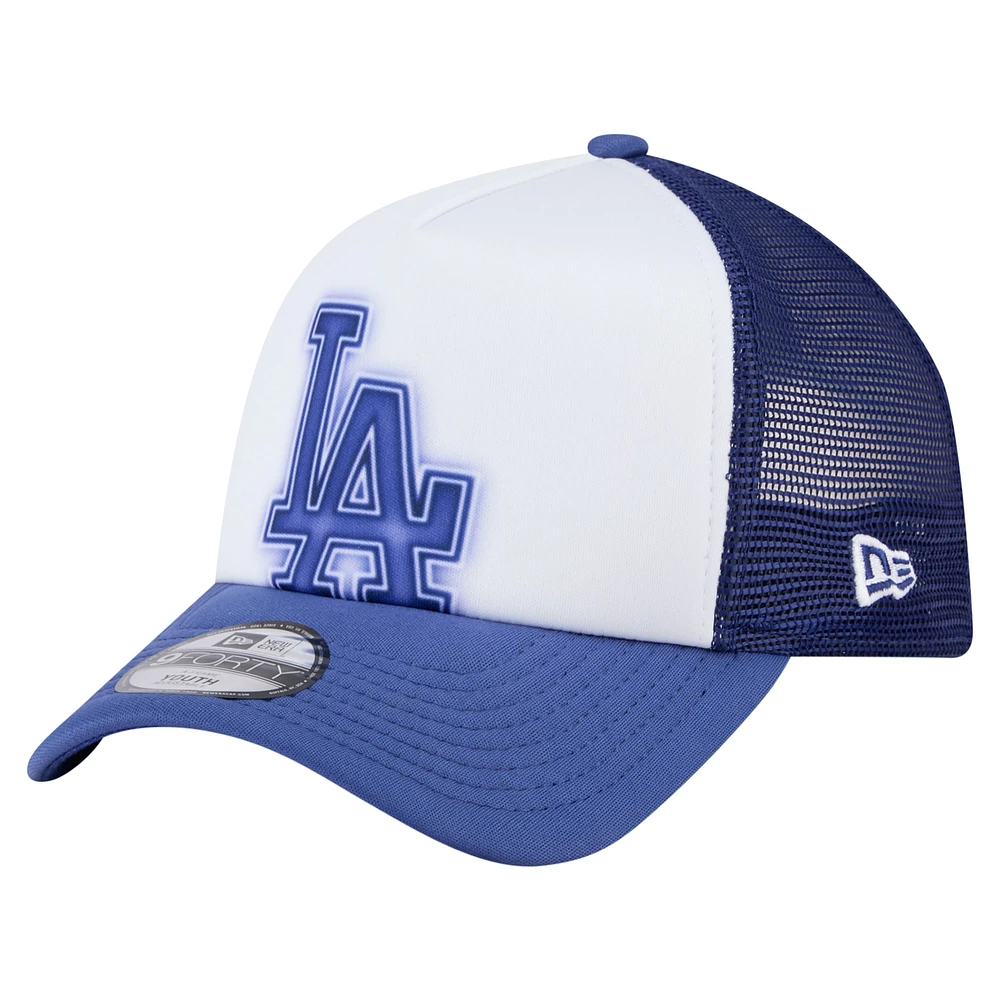 Toddler New Era White/Royal Los Angeles Dodgers Painted A-Frame 9FORTY Trucker Adjustable Hat