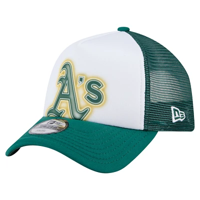 Toddler New Era White/Green Athletics Painted A-Frame 9FORTY Trucker Adjustable Hat