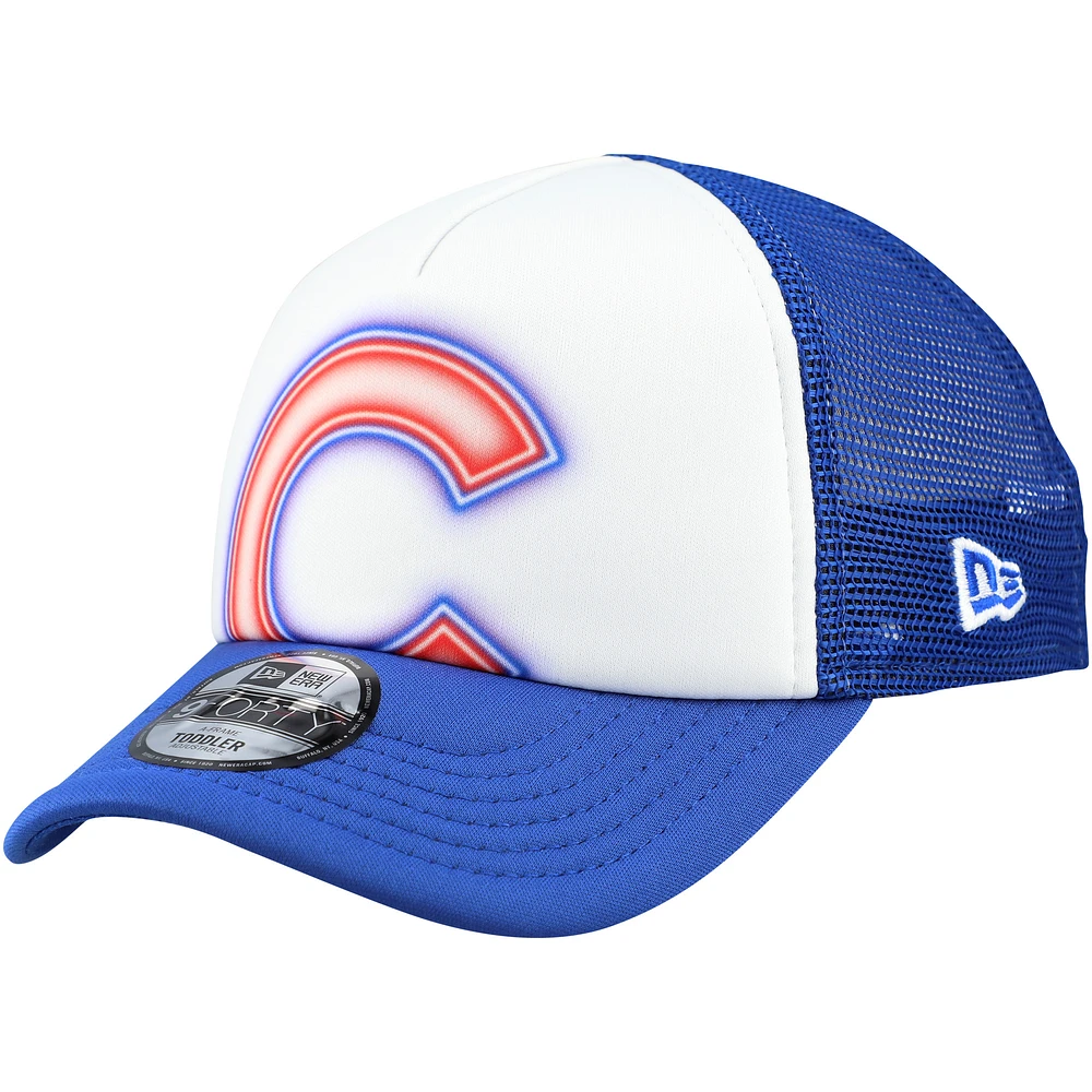 Toddler New Era White/Royal Chicago Cubs Painted A-Frame 9FORTY Trucker Adjustable Hat