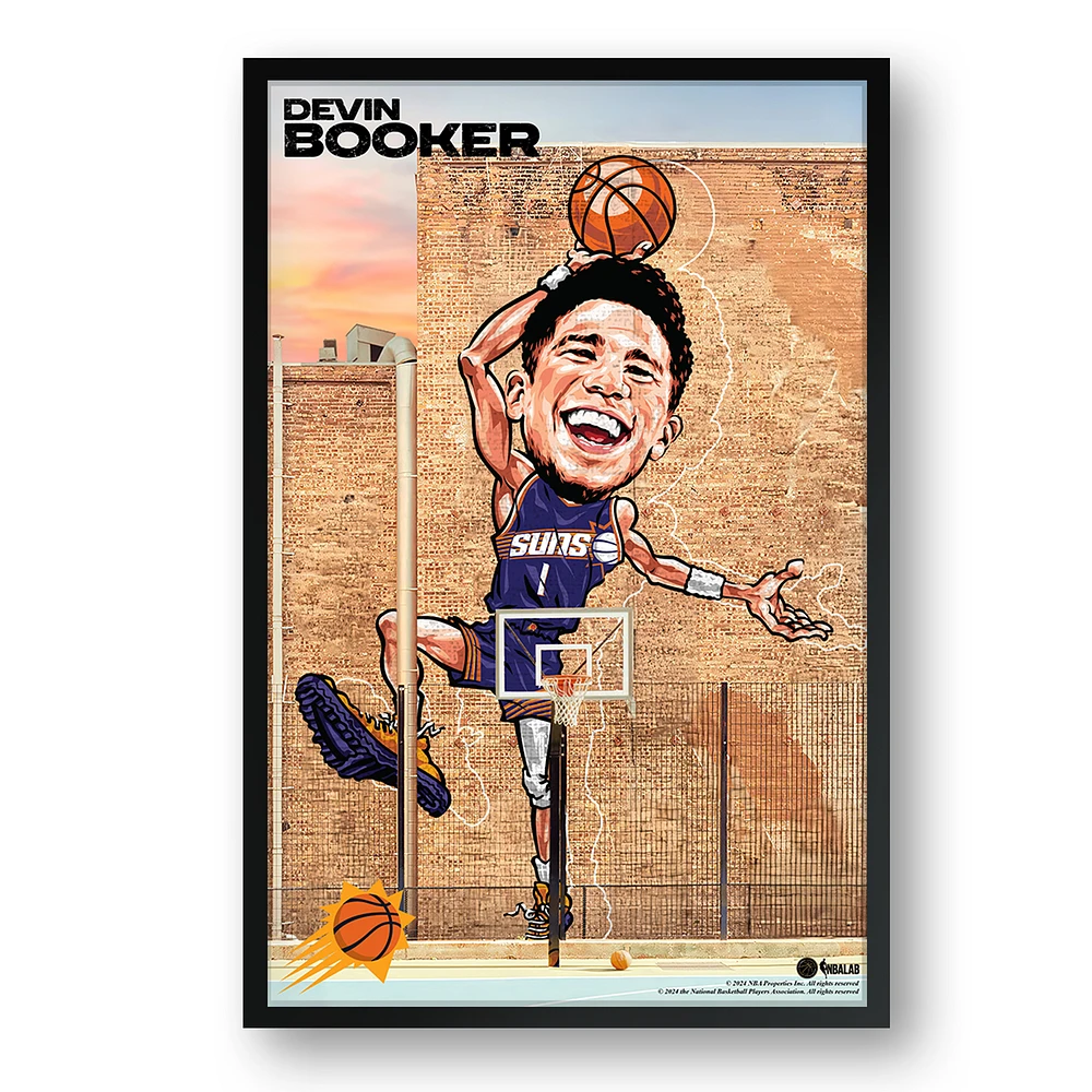 Devin Booker Phoenix Suns Framed 14" x 20" Player Caricature Art