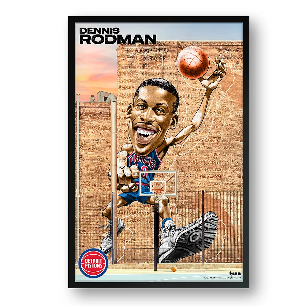 Dennis Rodman Detroit Pistons Framed 27" x 39" Player Caricature Art