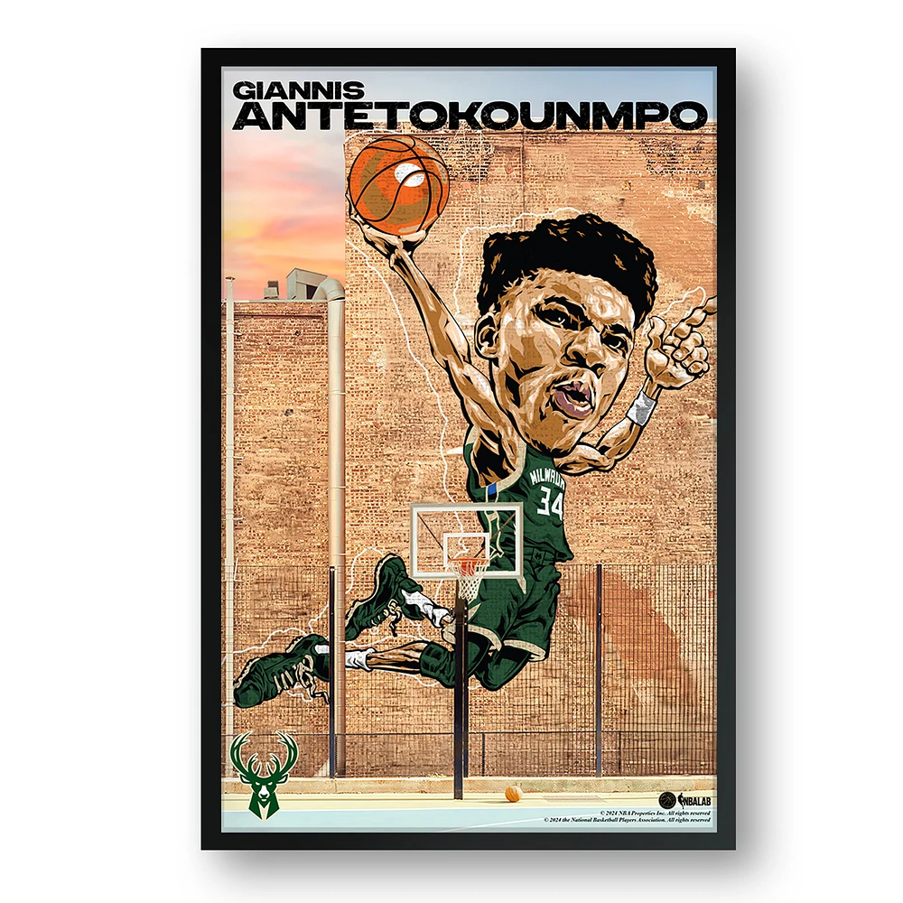 Giannis Antetokounmpo Milwaukee Bucks Framed 27" x 39" Player Caricature Art