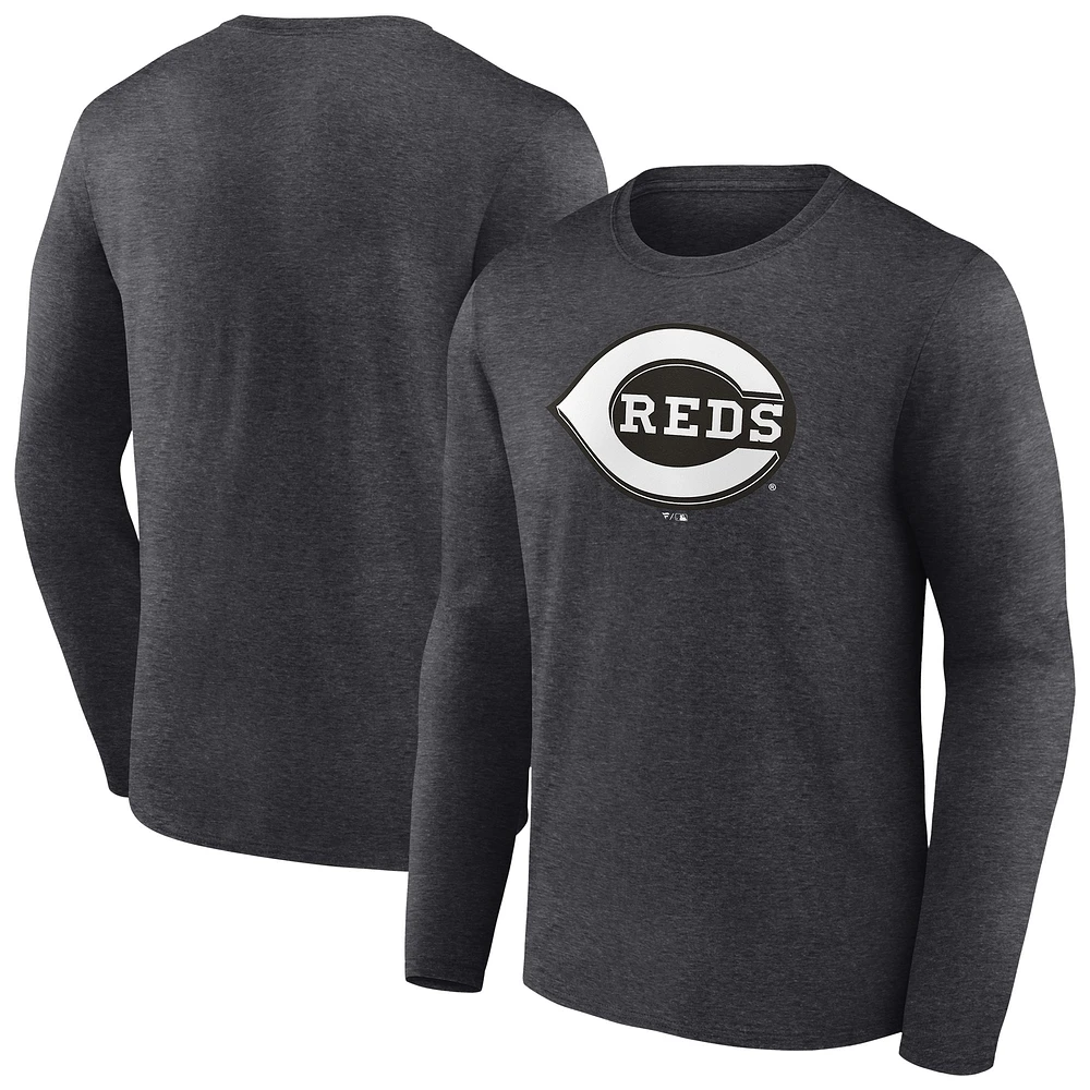 Men's Charcoal Cincinnati Reds Monochrome Long Sleeve T-Shirt