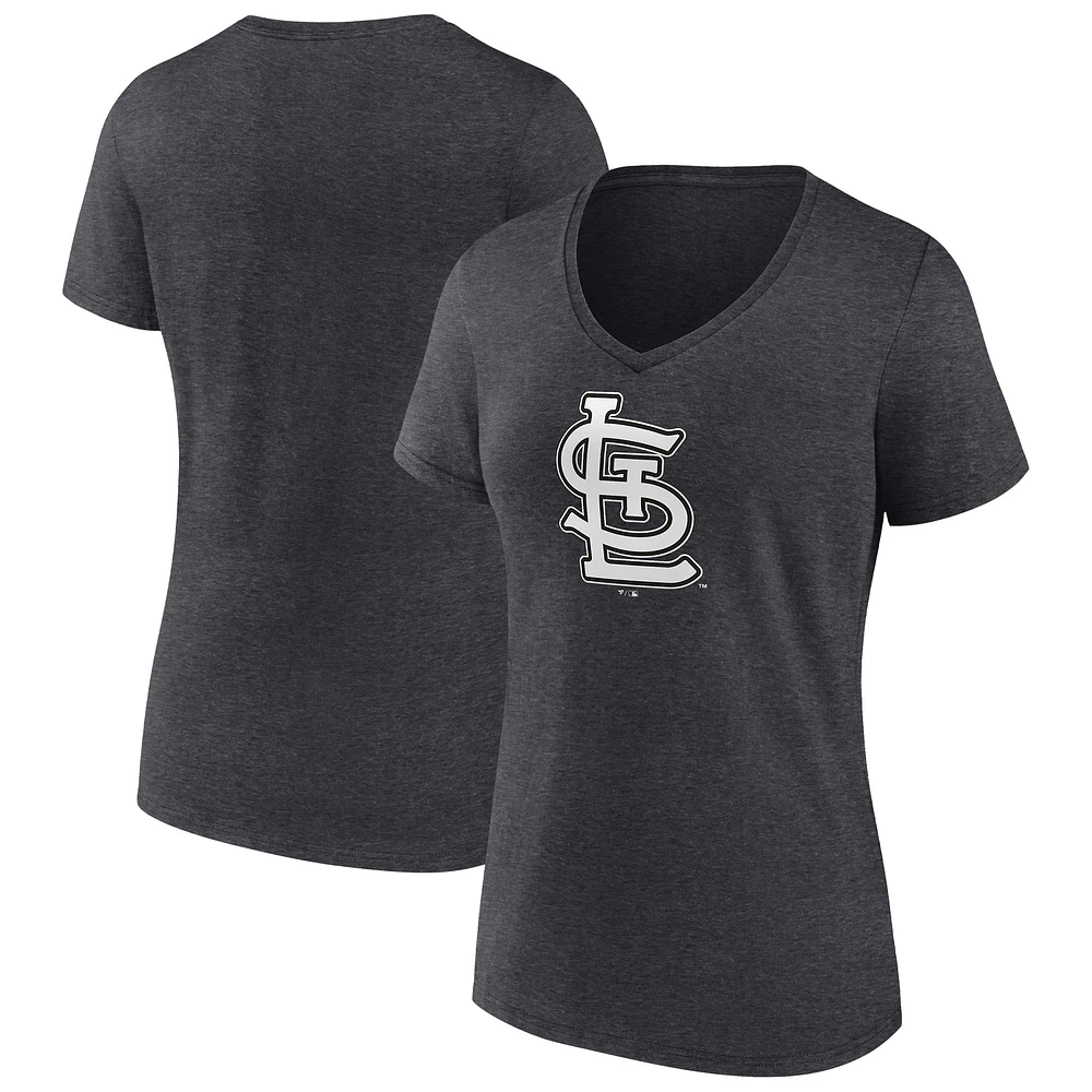 Women's Charcoal St. Louis Cardinals Monochrome V-Neck T-Shirt